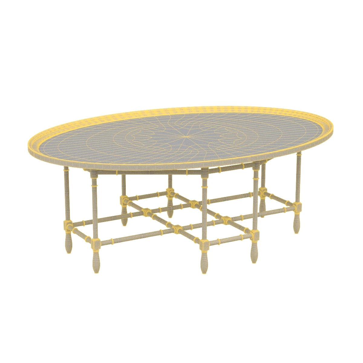 English Chinese Chippendale Faux Bamboo Glass Brass Tray Top Coffee Table 3D Model_05